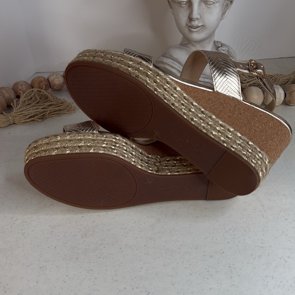 Jessica Simpson Morina Wedge Sandals Pale Gold Sz 9.5 - Picture 5 of 10